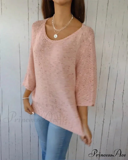 Arm Casual Three-Quarter Pullover