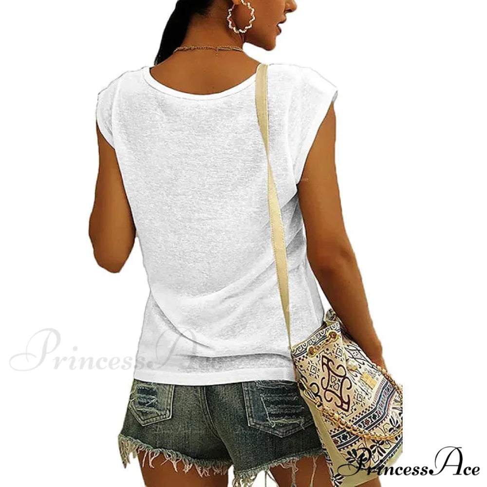 Arm Casual Women’s Cap Tank Loose Fit Top White / S