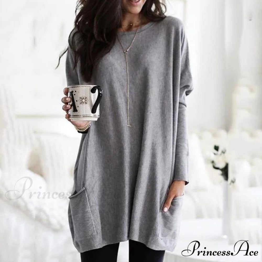 Arm Long Casual with Women’s Top Pocket Gray / S