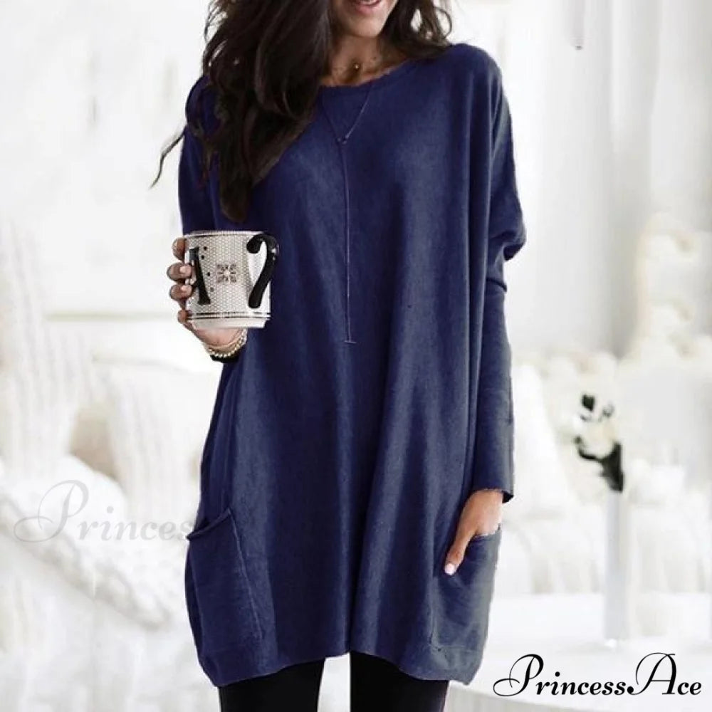 Arm Long Casual with Women’s Top Pocket Navy Blue / S