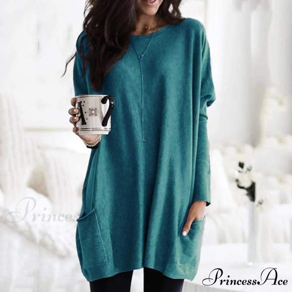 Arm Long Casual with Women’s Top Pocket Teal / S
