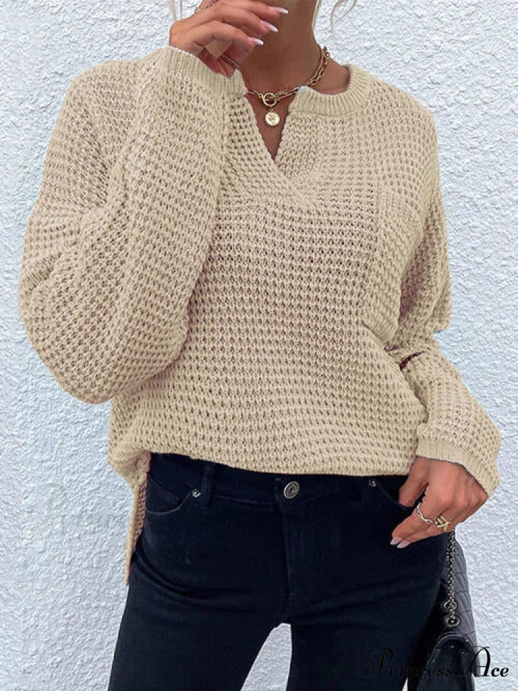 Arm Notched with Long Sweater Detail Tan / S
