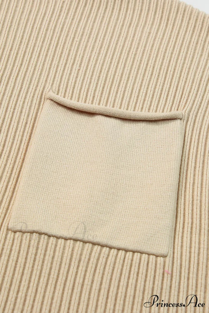 Arm Oatmeal Brief Knit Patch Ribbed with Sweater Pocket
