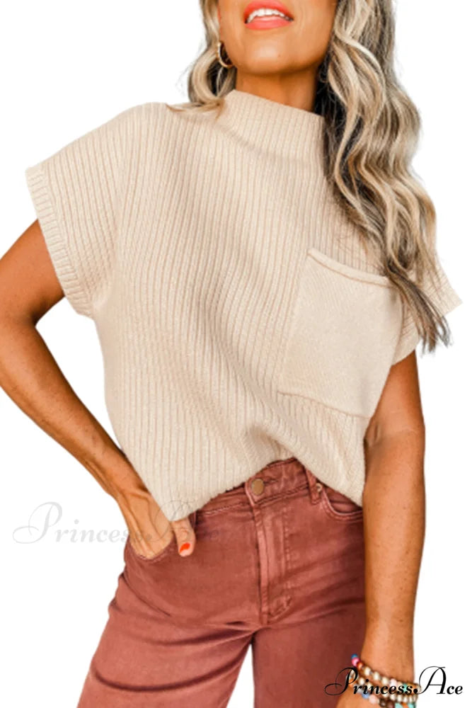 Arm Oatmeal Brief Knit Patch Ribbed with Sweater Pocket