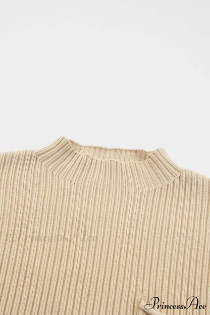 Arm Oatmeal Brief Knit Patch Ribbed with Sweater Pocket