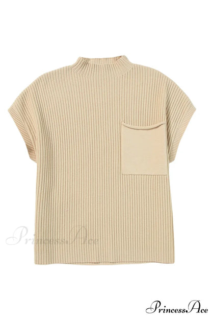 Arm Oatmeal Brief Knit Patch Ribbed with Sweater Pocket