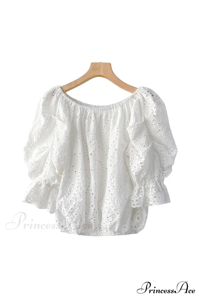 Arm Puff with Lace White Top Embroidery