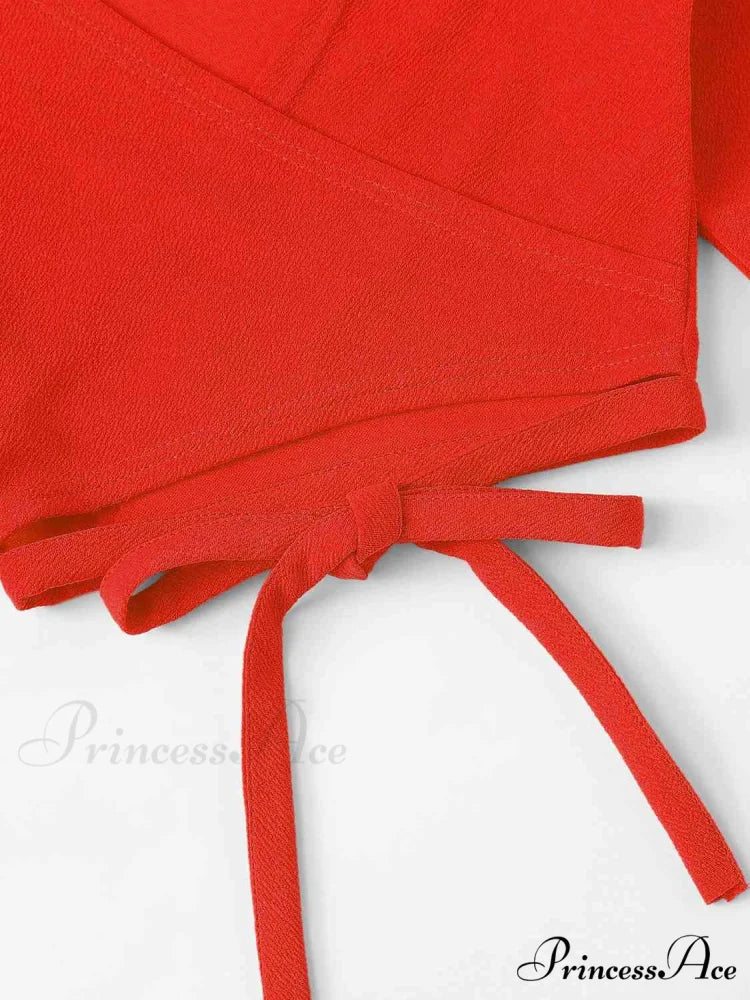 Arm Top with Crop Flare Tie