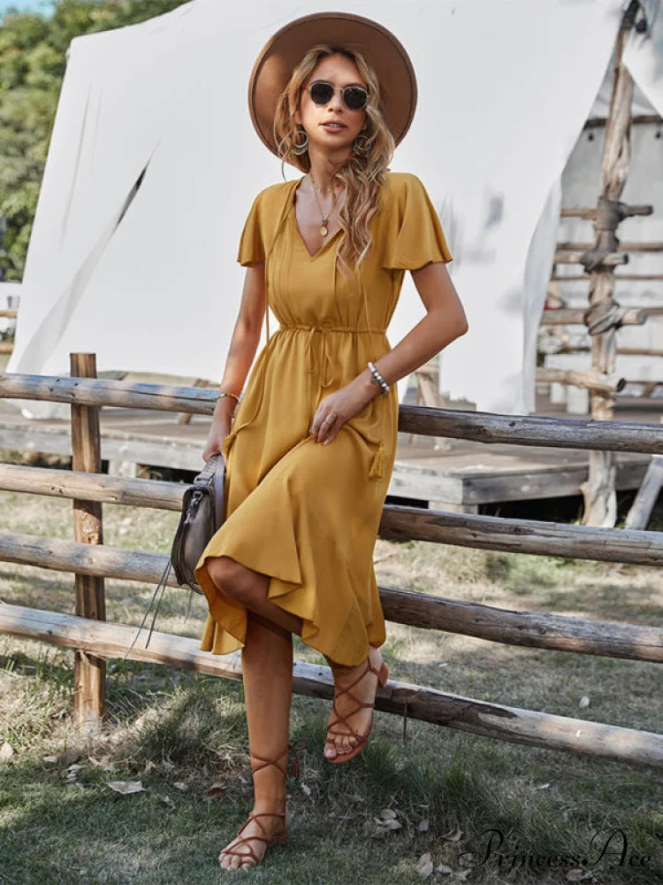 Arm Women for Gown Size Woven V-neck A-line Swing Brief Large