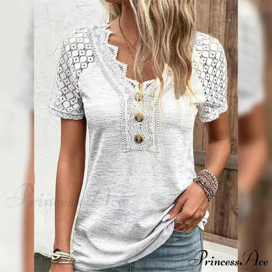 Arm Women’s Brief Button Lace T-Shirt White / S