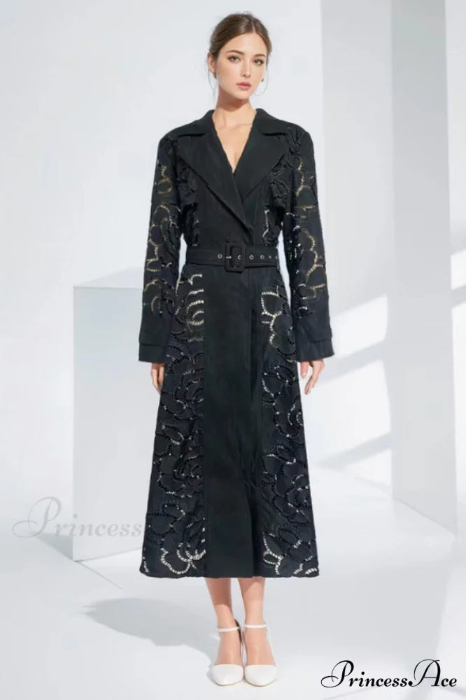 Arthur Embroidered Stylish Trench Coat S / 2#