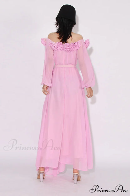 Ascella Flower Stylish Shoulder Maxi Dress