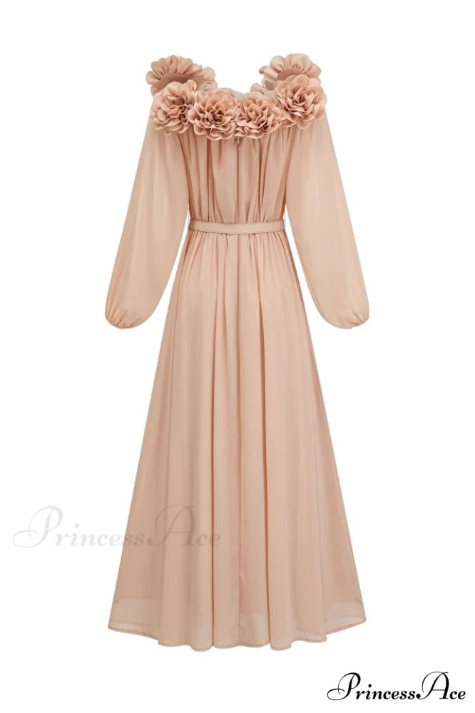 Ascella Flower Stylish Shoulder Maxi Dress