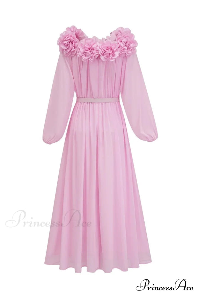 Ascella Flower Stylish Shoulder Maxi Dress