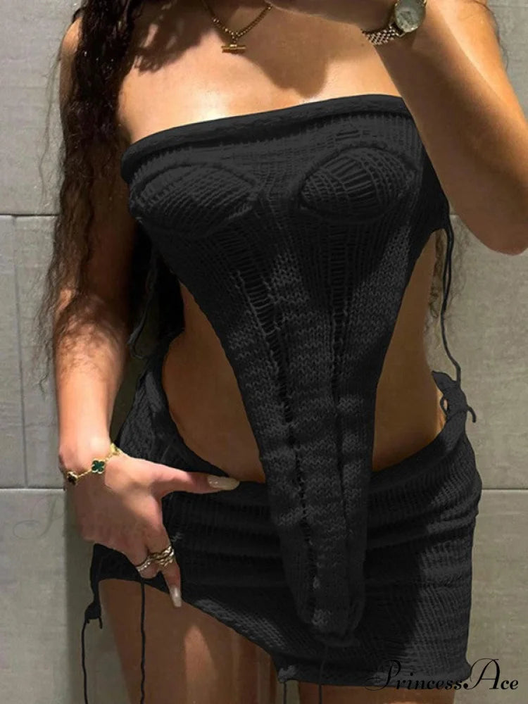 Asymmetric Buttoned Long Trendy Sleeve Crop Top Black / S