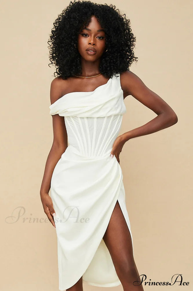Asymmetric Drape Stylish Midi Corset Dress