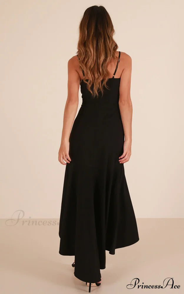 Asymmetric Flounce Long Dress S / PINK