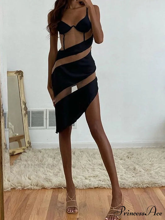 Asymmetric Mesh Graceful Crop Cami Top