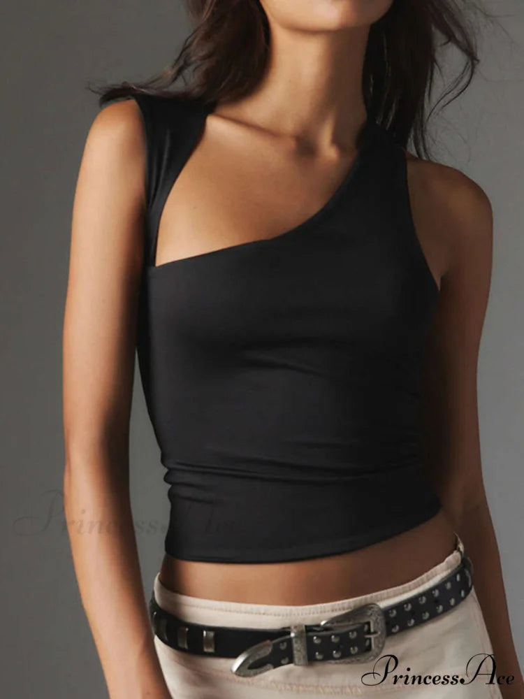 Asymmetric Neck Cut Trendy Out Tank Top