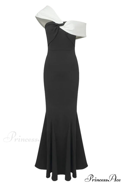 Asymmetric Off Stylish Shoulder Maxi Dress XS / Black