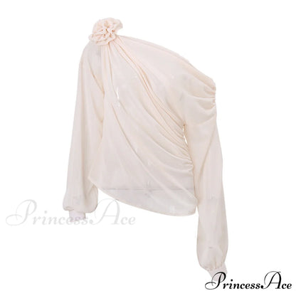 Asymmetric One Graceful Shoulder Off Blouse