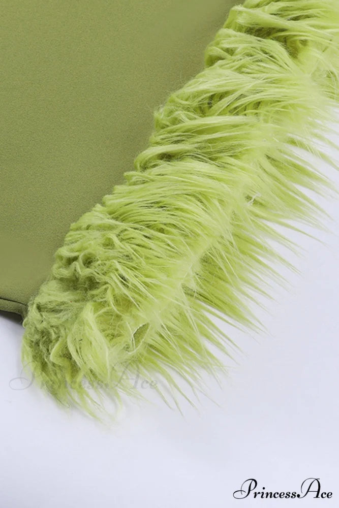 Asymmetrical Fuzzy Hem Mini Dress