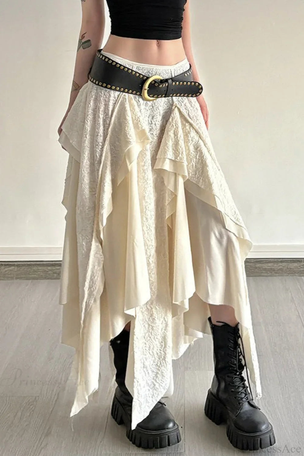 Asymmetrical Lace Bodycon Maxi Skirt