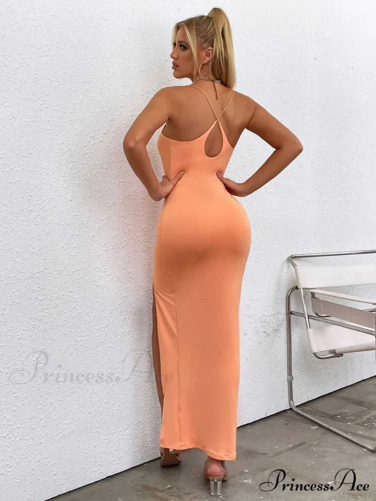 Asymmetrical Neck Glitter Trendy Strap Cut Out Dress