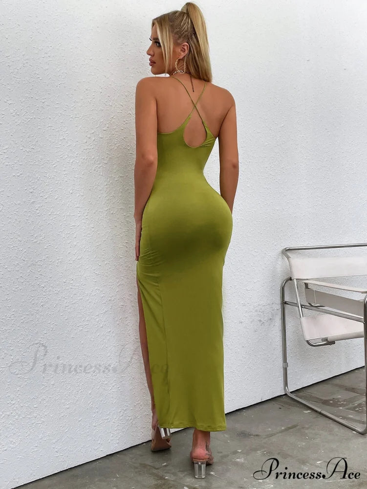 Asymmetrical Neck Glitter Trendy Strap Cut Out Dress