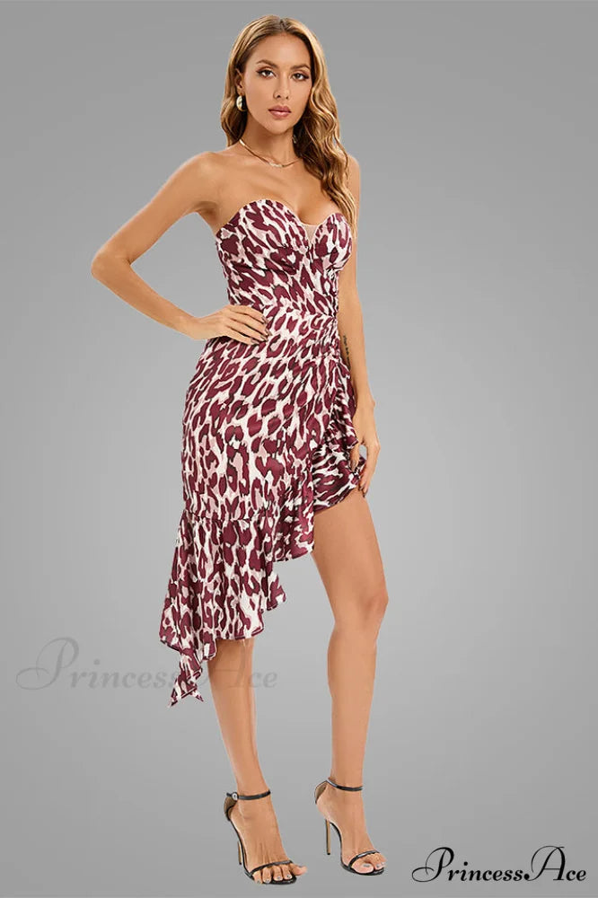 Asymmetrical Ruffle Stylish Satin Mini Dress