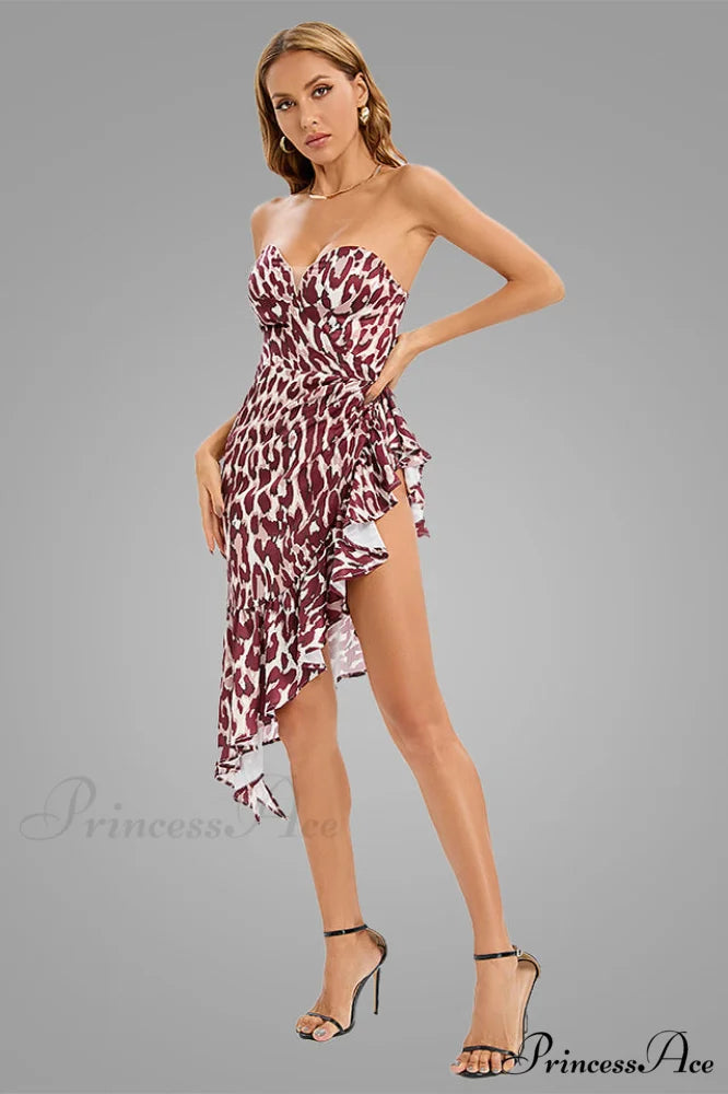 Asymmetrical Ruffle Stylish Satin Mini Dress