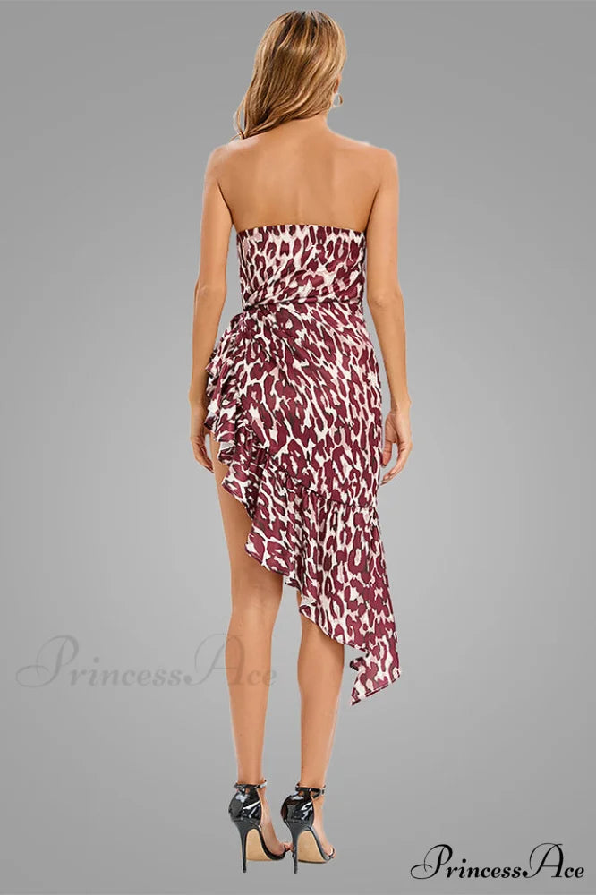 Asymmetrical Ruffle Stylish Satin Mini Dress