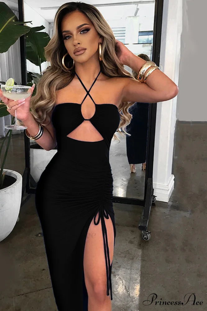 Athina Elegant Maxi Dress S / Black