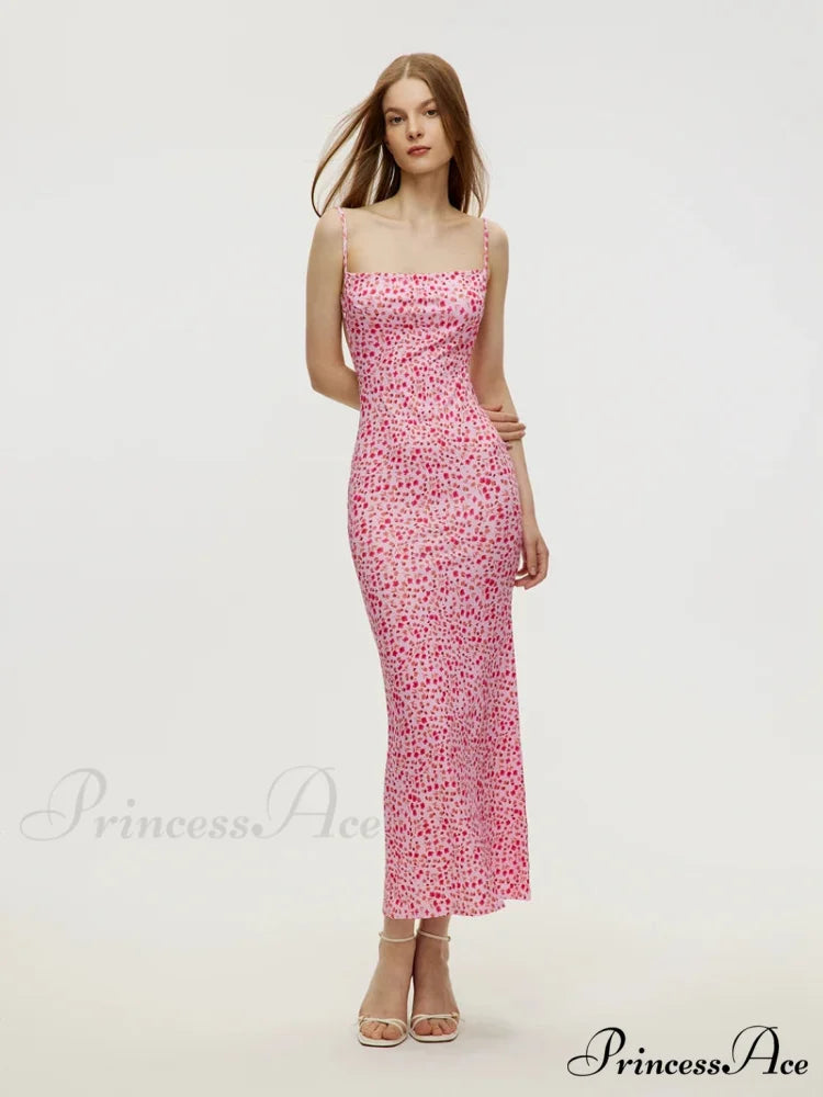 Attractive Backless Flattering Seaside Floral Dress Pink / S floraldress-250126