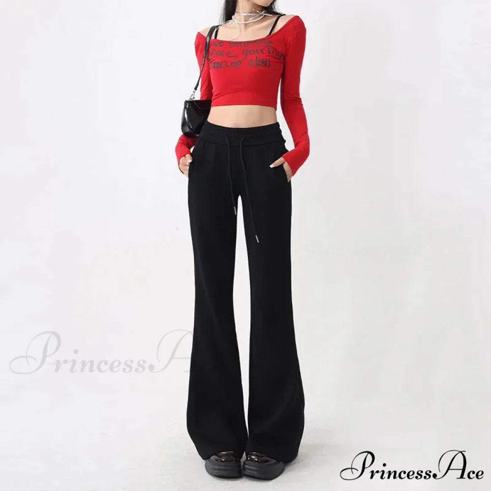 Attractive High Waist Flare Trousers pants-241228