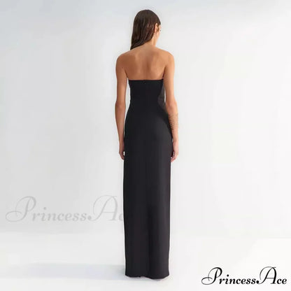 Attractive Hollow Strapless Sunflower Prom Dress promdress-250223
