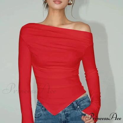 Attractive Off Shoulder Slim T-shirt Sweater swraters-241228