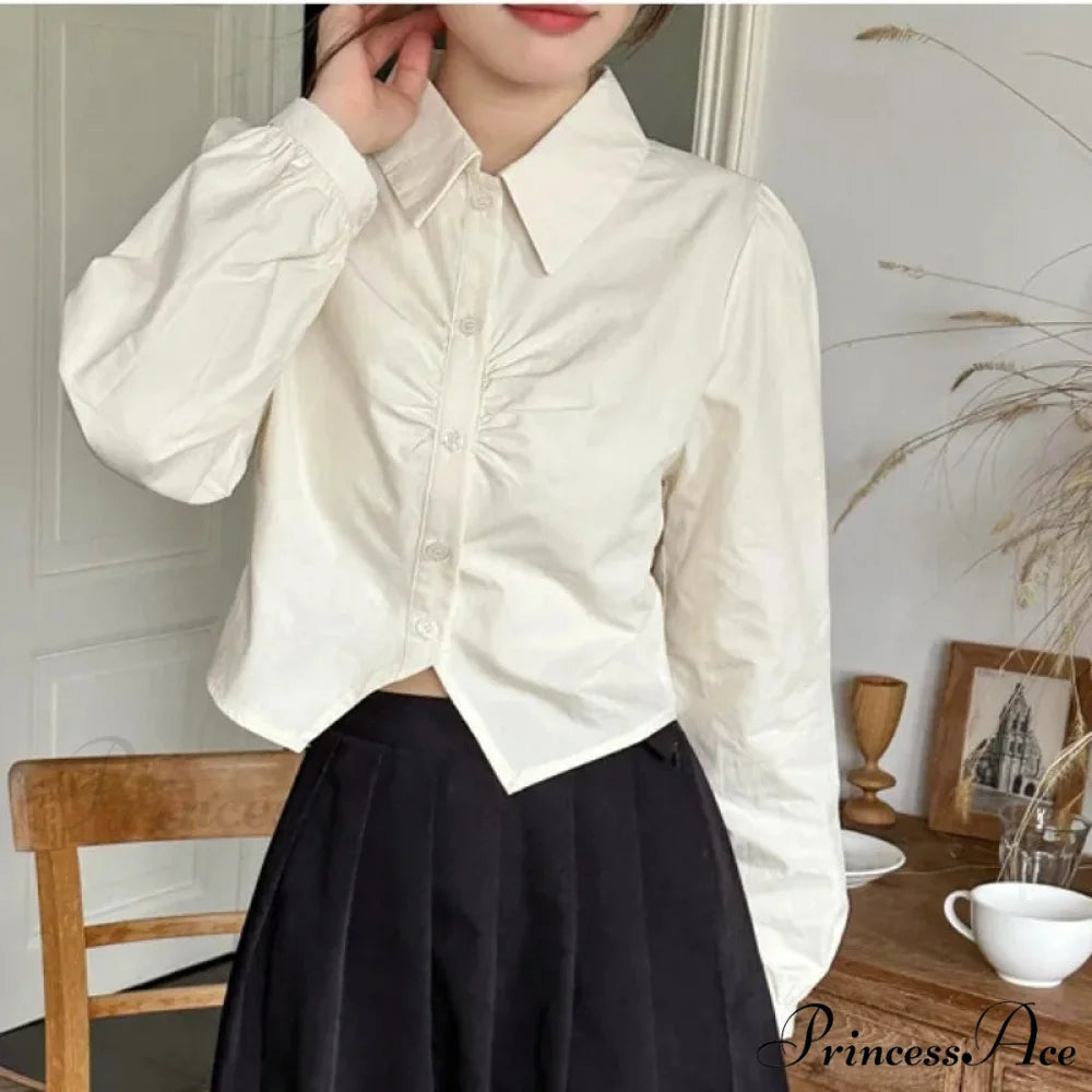 Attractive Plunging Neckline Short Sleeve French Style Blouse APRICOT / One Size blouse-250126