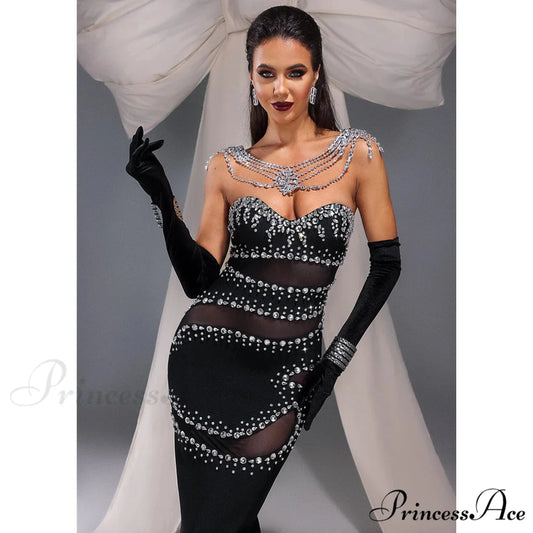 Attractive Sparkling Bodycon Bandage Dress Celebration Prom Dress promdress-250223
