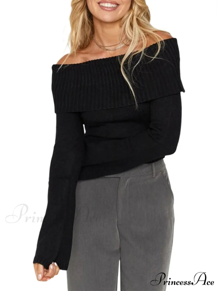 Attractive Thin Short Off Shoulder Sweater swraters-241228