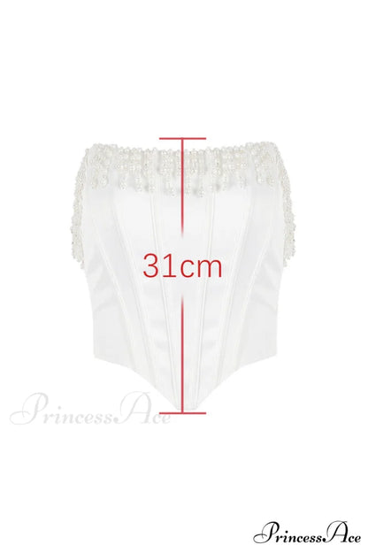 Aubrie Vintage Cream Charming White Beaded Bra XS / White