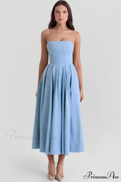Audrey Elegant Midi Sundress XS / Blue