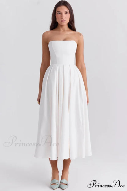 Audrey Elegant Midi Sundress XS / White