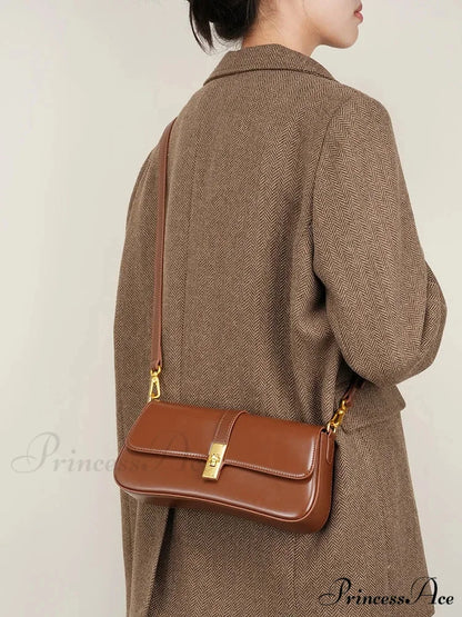 Authentic Leather French Bread Shoulder Purse shoulder-250126