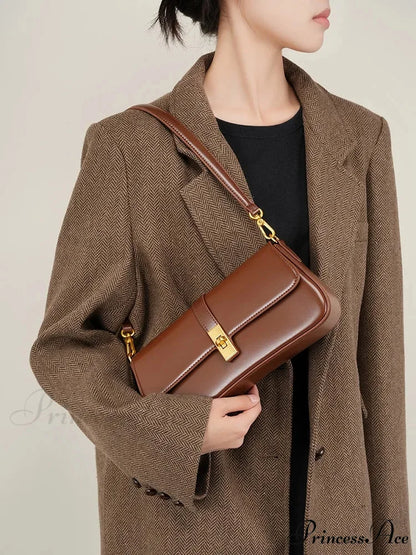 Authentic Leather French Bread Shoulder Purse shoulder-250126