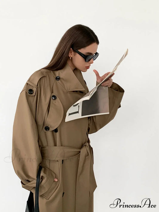 Autumn Long Grey Black Double Breasted Loose Casual Korean Fashion 2024 Stylish Coat