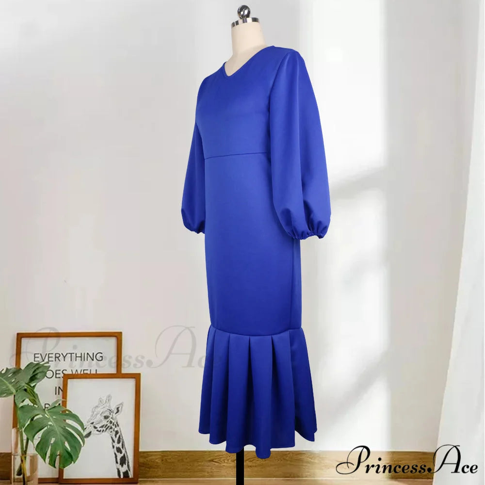 Autumn Spring Occasion Female V Neck Event BerryBetty Gown African Puff Sexy Bodycon Women Fashion Robes Sleeves Party