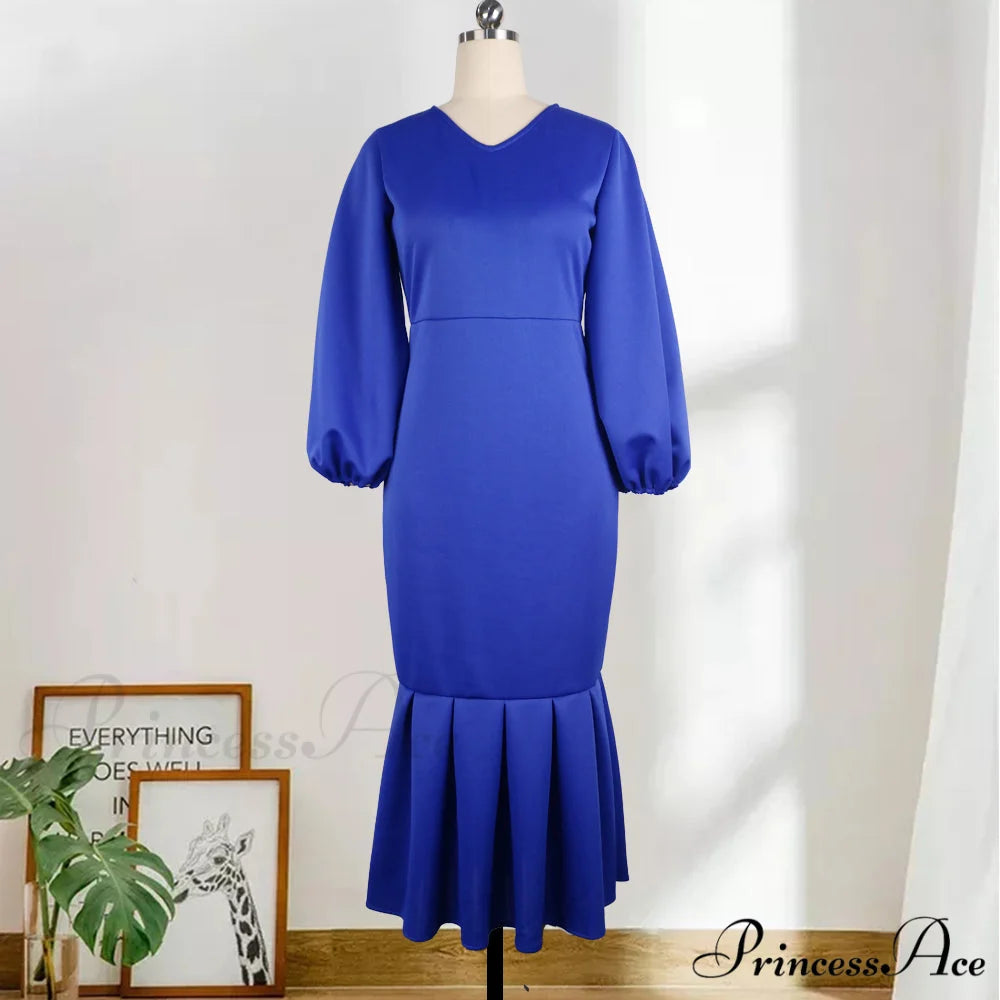Autumn Spring Occasion Female V Neck Event BerryBetty Gown African Puff Sexy Bodycon Women Fashion Robes Sleeves Party