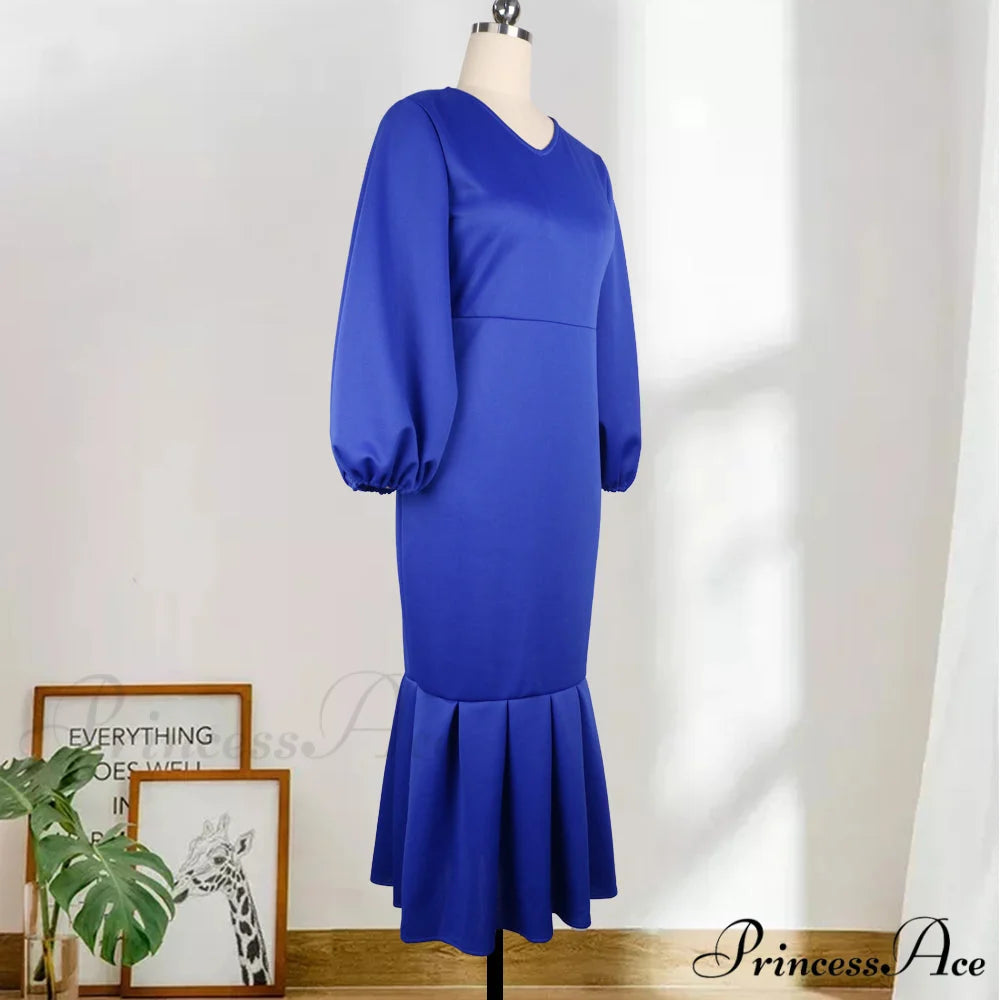 Autumn Spring Occasion Female V Neck Event BerryBetty Gown African Puff Sexy Bodycon Women Fashion Robes Sleeves Party