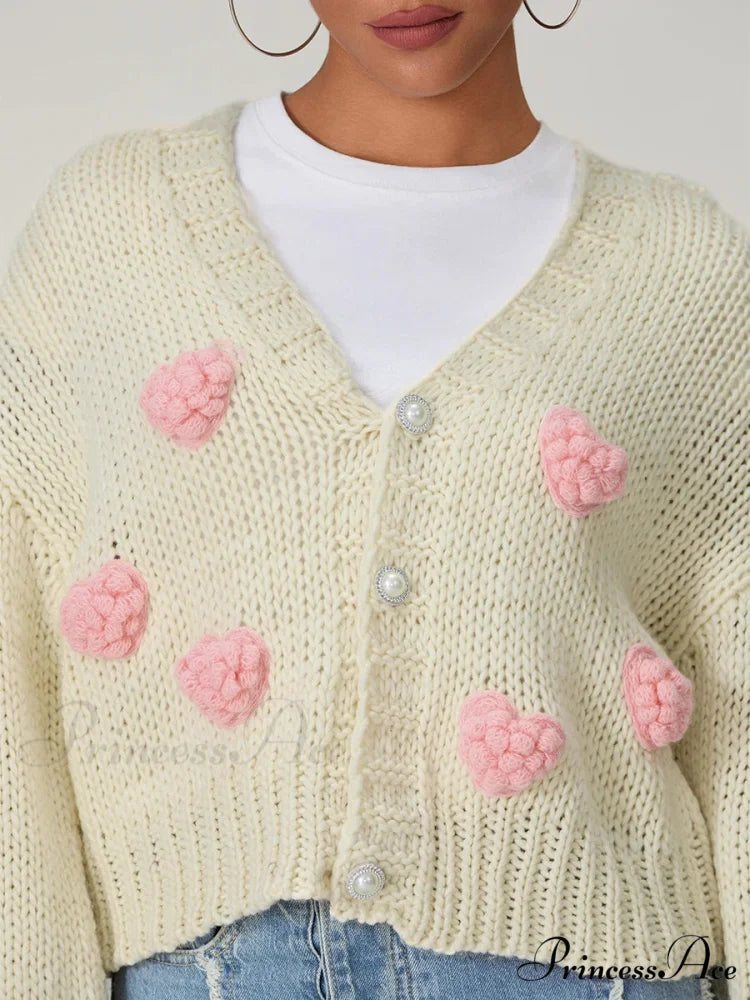 Autumn Sweater 3D Bow Cardigan white2 / S